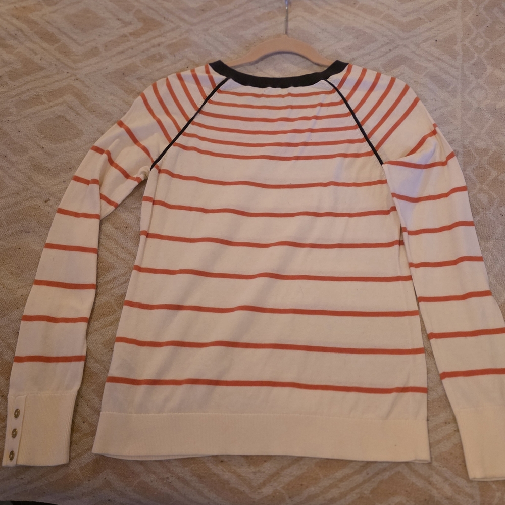 Nautica Orange and White Striped Crewneck - Picture 2 of 3